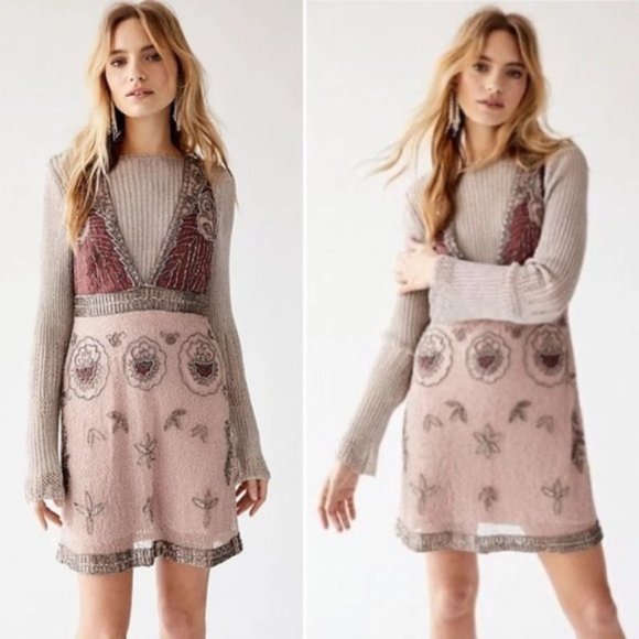 NWT Free People Moondust Beaded Sequin Mini Dress - Picture 3 of 8